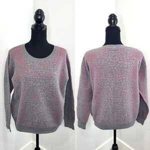 Halogen Textured Pink Gray Crew Sweater (PL)